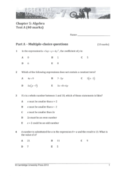 Algebra Test A Revision File