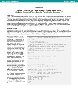 050-2010: Driving Distances and Times Using SAS