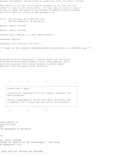 Project Gutenberg`s Christianity As A Mystical Fact, by Rudolf