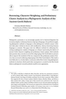 Borrowing, Character Weighting, and Preliminary Cluster Analysis in