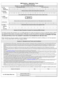 SMS Solution &ndash; Application Form Section A