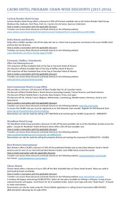 CAUBO HOTEL PROGRAM: CHAIN-WIDE DISCOUNTS (2015