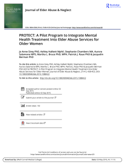 A Pilot Program to Integrate Mental Health Treatment Into Elder