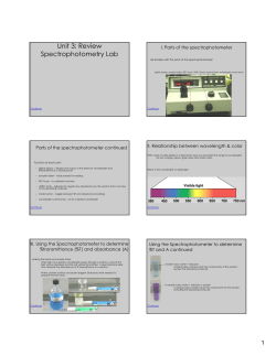 Unit 3: Review Spectrophotometry Lab