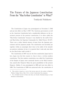 The Future of the Japanese Constitution: From the MacArthur