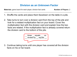 Division as an Unknown Factor - K