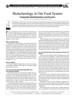 Brei-1: Biotechnology in Our Food System: Frequently Asked
