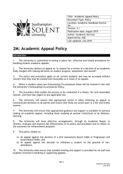 Academic Appeals Policy (Academic Handbook: Section 2M)