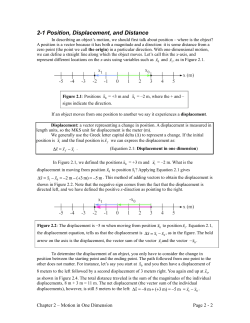 2-1 Position, Displacement, and Distance