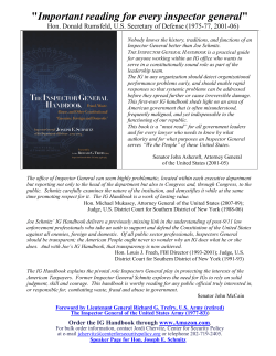 "Important reading for every inspector general"