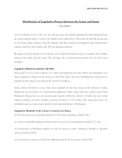 Distribution of Legislative Powers between the Centre and States