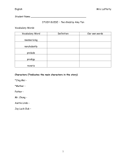 English Mrs. Lafferty 1 Student Name STUDY GUIDE &ndash; Two Kinds