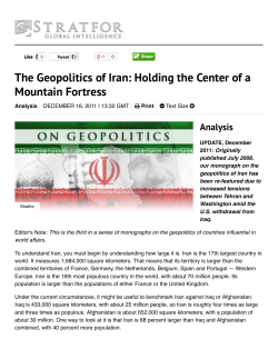 The Geopolitics of Iran- Holding the Center of a Mountain Fortress