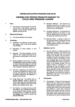 CRITERIA FOR TESTING PRODUCTS SUBJECT TO CYCLIC WIND