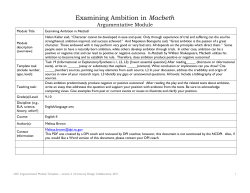 Examining Ambition in Macbeth - Manning`s Teaching and Learning