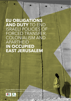 EU OBLIGATIONS AND DUTY TO END ISRAELI POLICIES OF