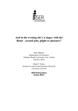 second jobs, plight or pleasure? - Institute for Social and Economic