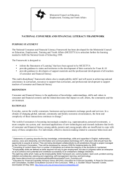 national consumer and financial literacy framework