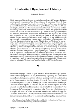 Coubertin, Olympism and Chivalry.