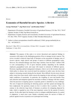 Economics of Harmful Invasive Species: A Review