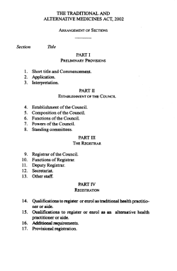 The Traditional and Alternative Medicine Act no. 23 of 2002