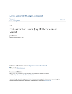 Post-Instruction Issues: Jury Deliberations and