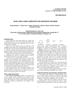 Novel Ionic Liquid Lubricants for Aerospace and MEMS