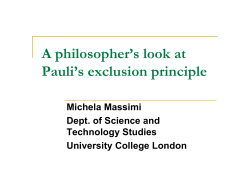 A philosopher`s look at Pauli`s exclusion principle