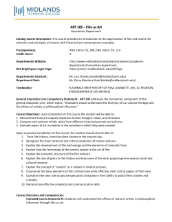 ART 105 &ndash; Film as Art - Midlands Technical College