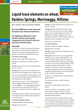 Liquid trace elements on wheat - NSW Department of Primary
