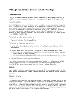 NASDAQ Select Canadian Dividend Index Methodology