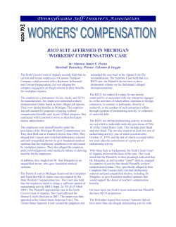 RICO Suit Affirmed in Michigan Workers` Compensation Case