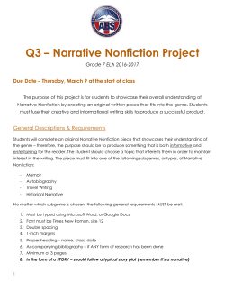 Q3 &ndash; Narrative Nonfiction Project