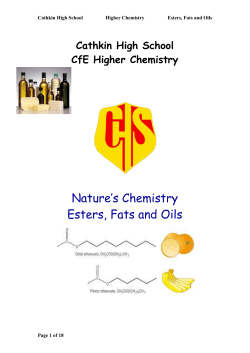 Esters, Fats and Oils Notes