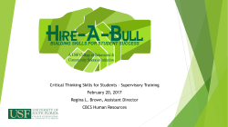 Critical Thinking Skills for Students – Supervisory Training February