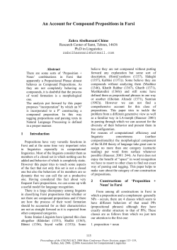 An Account for Compound Prepositions in Farsi