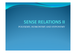 POLYSEMY, HOMONYMY HYPONYMY