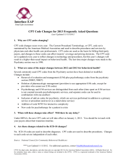 CPT Code Changes for 2013 Frequently Asked Questions