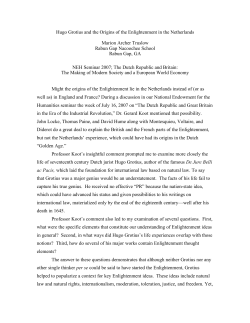 Hugo Grotius and the Origins of the Enlightenment in the