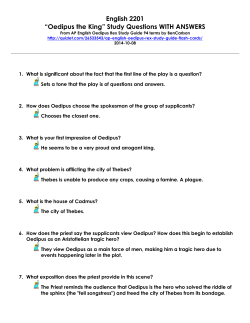 English 2201 &ldquo;Oedipus the King&rdquo; Study Questions WITH ANSWERS