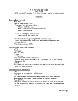 TI-89 Reference Guide