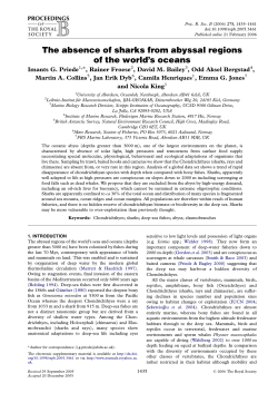 The absence of sharks from abyssal regions of the world`s oceans