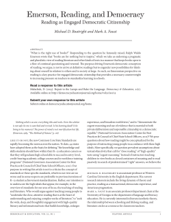 Emerson, Reading, and Democracy: Reading as Engaged