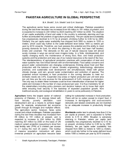 Pakistan Agriculture in Global Perspective