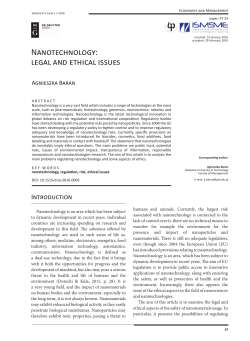 Nanotechnology: legal and ethical issues