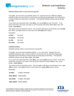 Definite and Indefinite Articles