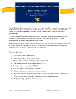 Sportsmanship - Student Athletes Speak Out