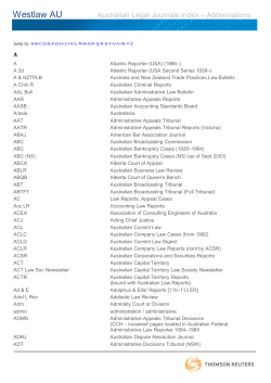 Australian Legal Journals Index Abbreviations