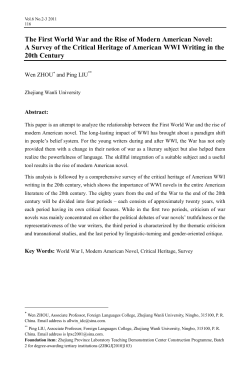 The First World War and the Rise of Modern American Novel: A