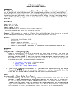 Assignment 1 &ndash; History/Biography Assignment 2 &ndash; Silent Spring
